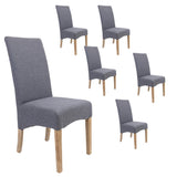 NNEDSZ Jackson Dining Chair Set of 6 Fabric Seat Solid Pine Wood Furniture - Grey