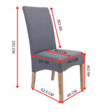 NNEDSZ Jackson Dining Chair Set of 6 Fabric Seat Solid Pine Wood Furniture - Grey