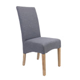 NNEDSZ Jackson Dining Chair Set of 6 Fabric Seat Solid Pine Wood Furniture - Grey