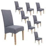 NNEDSZ Jackson Dining Chair Set of 8 Fabric Seat Solid Pine Wood Furniture - Grey