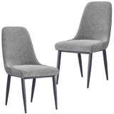NNEDSZ Eva Dining Chair Set of 2 Fabric Seat with Metal Frame - Grey
