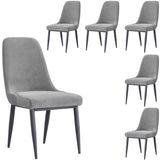 NNEDSZ Eva Dining Chair Set of 6 Fabric Seat with Metal Frame - Grey