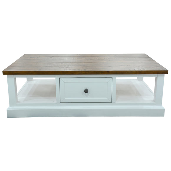 NNEDSZ Norah Coffee Table 130cm 2 Drawer Solid Acacia Timber Wood