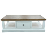 NNEDSZ Norah Coffee Table 130cm 2 Drawer Solid Acacia Timber Wood