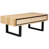 NNEDSZ Aconite Coffee Table 120cm 2 Drawers Solid Messmate Timber Wood - Natural