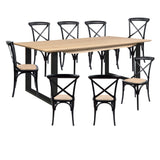 NNEDSZ Aconite 9pc 210cm Dining Table Set 8 Cross Back Chair Solid Messmate Timber Wood