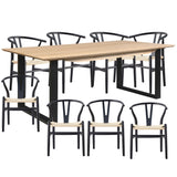 NNEDSZ Aconite 9pc 210cm Dining Table Set 8 Wishbone Chair Solid Messmate Timber Wood