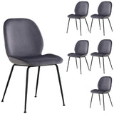 NNEDSZ Remy Dining Chair Set of 6 Fabric Seat with Metal Frame - Charcoal