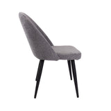 NNEDSZ Erin Dining Chair Set of 2 Fabric Seat with Metal Frame - Fog