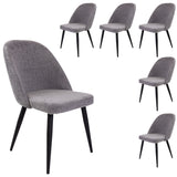 NNEDSZ Erin Dining Chair Set of 6 Fabric Seat with Metal Frame - Fog