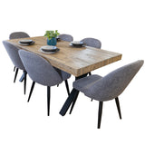 NNEDSZ Erin Dining Chair Set of 6 Fabric Seat with Metal Frame - Fog