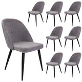 NNEDSZ Erin Dining Chair Set of 8 Fabric Seat with Metal Frame - Fog