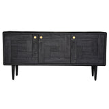 NNEDSZ Claire Sideboard Buffet Table 160cm 3 Door Solid Oak Timber Wood - Black