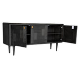 NNEDSZ Claire Sideboard Buffet Table 160cm 3 Door Solid Oak Timber Wood - Black