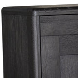 NNEDSZ Claire Sideboard Buffet Table 160cm 3 Door Solid Oak Timber Wood - Black