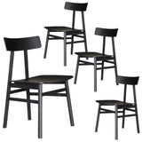 NNEDSZ Claire Dining Chair Set of 4 Solid Oak Wood Timber Seat Furniture - Black