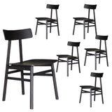 NNEDSZ Claire Dining Chair Set of 6 Solid Oak Wood Timber Seat Furniture - Black