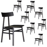 NNEDSZ Claire Dining Chair Set of 8 Solid Oak Wood Timber Seat Furniture - Black