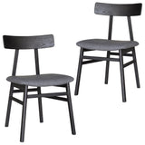 NNEDSZ Claire Dining Chair Set of 2 Solid Oak Wood Fabric Seat Furniture - Black