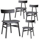 NNEDSZ Claire Dining Chair Set of 4 Solid Oak Wood Fabric Seat Furniture - Black