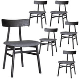 NNEDSZ Claire Dining Chair Set of 6 Solid Oak Wood Fabric Seat Furniture - Black