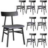 NNEDSZ Claire Dining Chair Set of 8 Solid Oak Wood Fabric Seat Furniture - Black