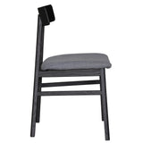 NNEDSZ Claire Dining Chair Set of 8 Solid Oak Wood Fabric Seat Furniture - Black