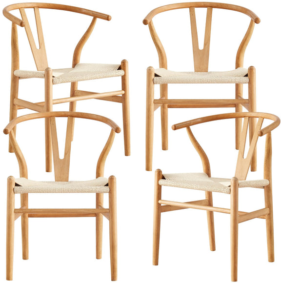 NNEDSZ Anemone  Set of 4 Wishbone Dining Chair Beech Timber Replica Hans Wenger Natural