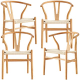 NNEDSZ Anemone  Set of 4 Wishbone Dining Chair Beech Timber Replica Hans Wenger Natural