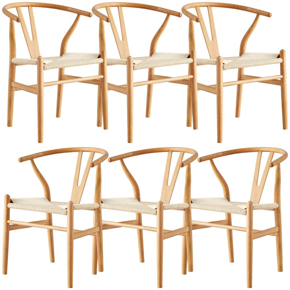 NNEDSZ Anemone  Set of 6 Wishbone Dining Chair Beech Timber Replica Hans Wenger Natural