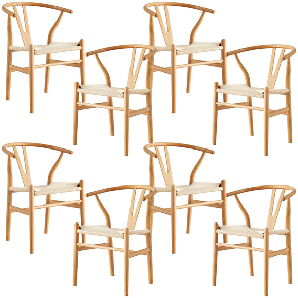 NNEDSZ Anemone  Set of 8 Wishbone Dining Chair Beech Timber Replica Hans Wenger Natural