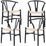 NNEDSZ Anemone  Set of 4 Wishbone Dining Chair Beech Timber Replica Hans Wenger - Black