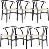 NNEDSZ Anemone  Set of 6 Wishbone Dining Chair Beech Timber Replica Hans Wenger - Black