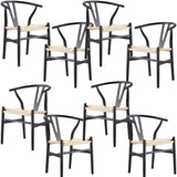 NNEDSZ Anemone  Set of 8 Wishbone Dining Chair Beech Timber Replica Hans Wenger - Black