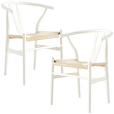 NNEDSZ Anemone  Set of 2 Wishbone Dining Chair Beech Timber Replica Hans Wenger - White