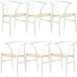 NNEDSZ Anemone  Set of 6 Wishbone Dining Chair Beech Timber Replica Hans Wenger - White