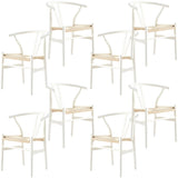 NNEDSZ Anemone  Set of 8 Wishbone Dining Chair Beech Timber Replica Hans Wenger - White