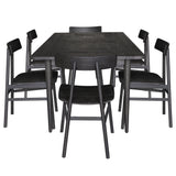 NNEDSZ Claire 7pc Dining Set Table 180cm Solid Oak Wood Timber Seat Chair - Black