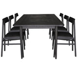 NNEDSZ Claire 7pc Dining Set Table 180cm Solid Oak Wood Timber Seat Chair - Black
