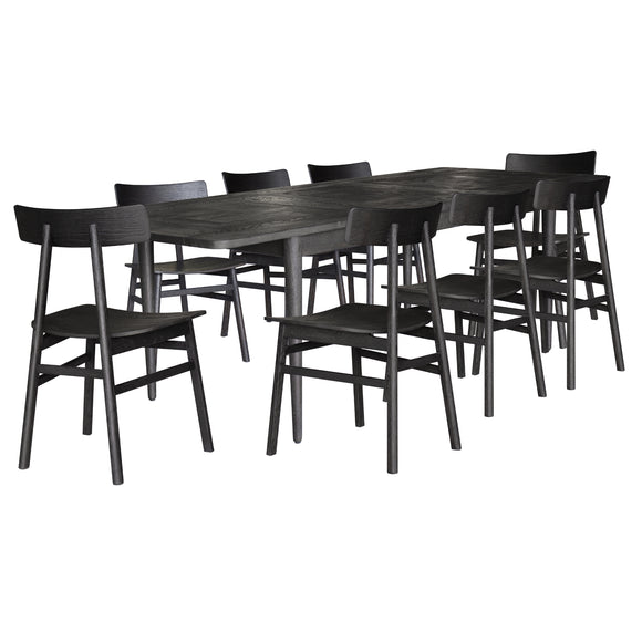 NNEDSZ Claire 9pc Dining Set Table Extendable 170-230cm Oak Timber Seat Chair - Black