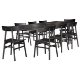 NNEDSZ Claire 9pc Dining Set Table Extendable 170-230cm Oak Timber Seat Chair - Black