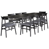 NNEDSZ Claire 9pc Dining Set Table Extendable 170-230cm Oak Fabric Seat Chair - Black