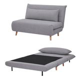 NNEDSZ Audrey 2 Seater Sofa Futon Bed Love Seat Fabric Lounge Couch - Grey