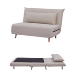 NNEDSZ Audrey 2 Seater Sofa Futon Bed Love Seat Fabric Lounge Couch - Beige