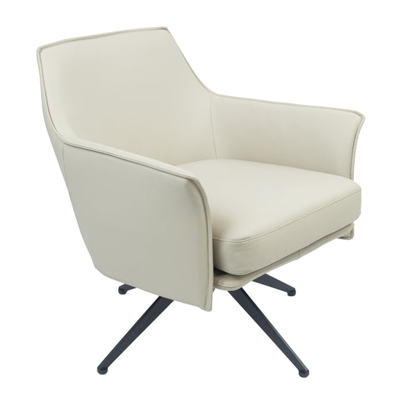NNEDSZ Freya Leather Swivel Occasional Chair Lounge Seat - Beige