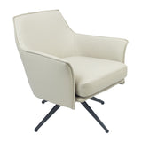 NNEDSZ Freya Leather Swivel Occasional Chair Lounge Seat - Beige