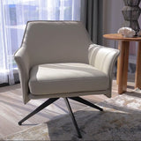 NNEDSZ Freya Leather Swivel Occasional Chair Lounge Seat - Beige