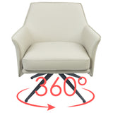 NNEDSZ Freya Leather Swivel Occasional Chair Lounge Seat - Beige