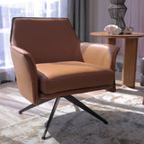 NNEDSZ Freya Leather Swivel Occasional Chair Lounge Seat - Brown