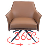 NNEDSZ Freya Leather Swivel Occasional Chair Lounge Seat - Brown